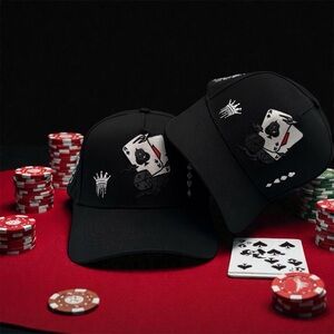 Snap-Back Poker Trucker Hat For Men - Black